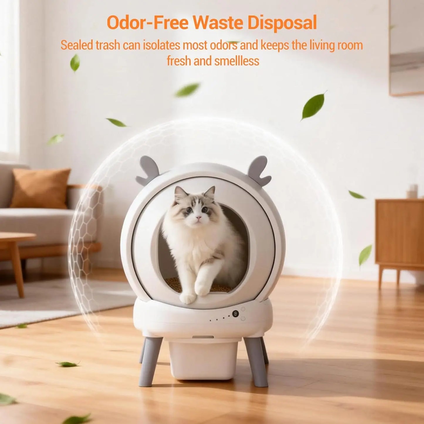 Self Cleaning Cat Litter Box 60L Large Enclosed Toilet Automatic Litter Tray with 9 Safety Sensors & App Control Cats Supplies