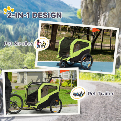 PawHut 2 in 1 Dog Bike Trailer Pet Stroller for Large Dogs W/ Hitch