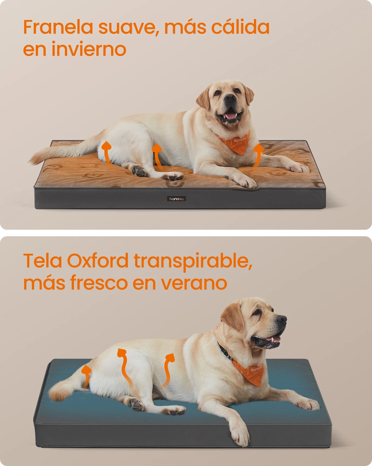 Feandrea Orthopedic Dog Bed, Large Washable Dog Bed Mattress for Dog Crate, Dove Grey