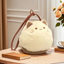 Cute Plush Cat Handbag Cute Stuffed Animal Handmade Backpack Large Capacity Shoulder Bag
