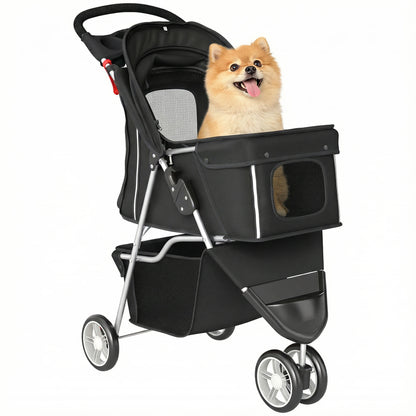Pawhut Stroller for Small Dogs with Storage Basket, Mesh Windows and Safety Belt 77X44X102 cm