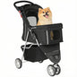 Pawhut Stroller for Small Dogs with Storage Basket, Mesh Windows and Safety Belt 77X44X102 cm