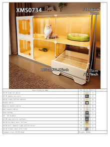 Cat Cage with Drawer-Style Litter Box, Indoor Cat House with Toilet, Cat Cabinet, Cat Villa with One Bedroom, One Living Room, and One Bathroom
