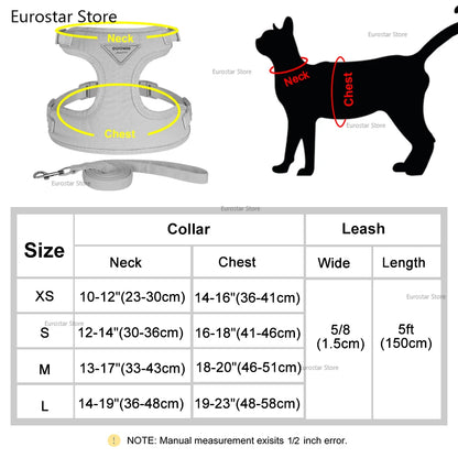 Breathable Nylon Mesh Dog Cat Harness Leash Set Soft Suede Fabric Puppy Cat Harnesses Vest Lead For Small Medium Dogs Cats