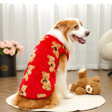 Large Dog Sweater - Plush Bear Pattern Warm Winter Hoodie Coat for Big Pets