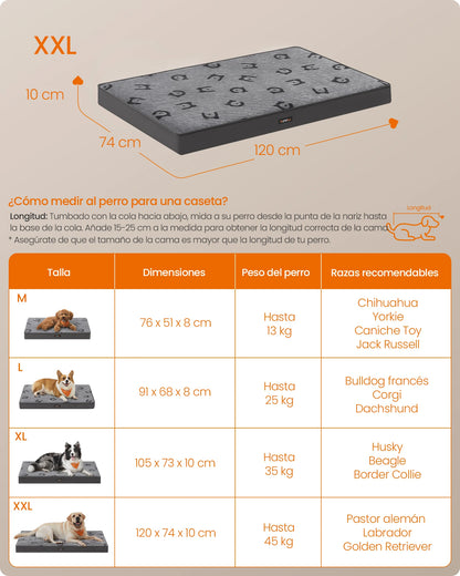 Feandrea Orthopedic Dog Bed, Large Washable Dog Bed Mattress for Dog Crate, Dove Grey
