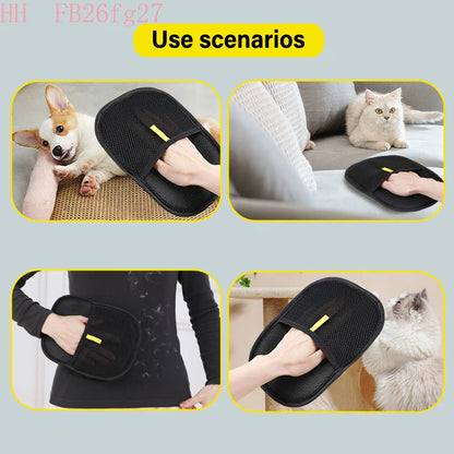 Pet Static Hair Removal Gloves with Bidirectional Brushing for Cat Hair Removal and Cleaning