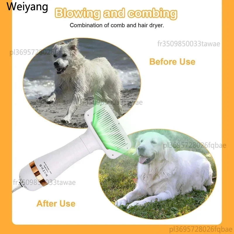 2-In-1 Pet Dog Dryer Quiet Dog Hair Dryers and Comb Brush Grooming Kitten Cat Hair Comb Puppy Fur Blower Adjustable Temprature