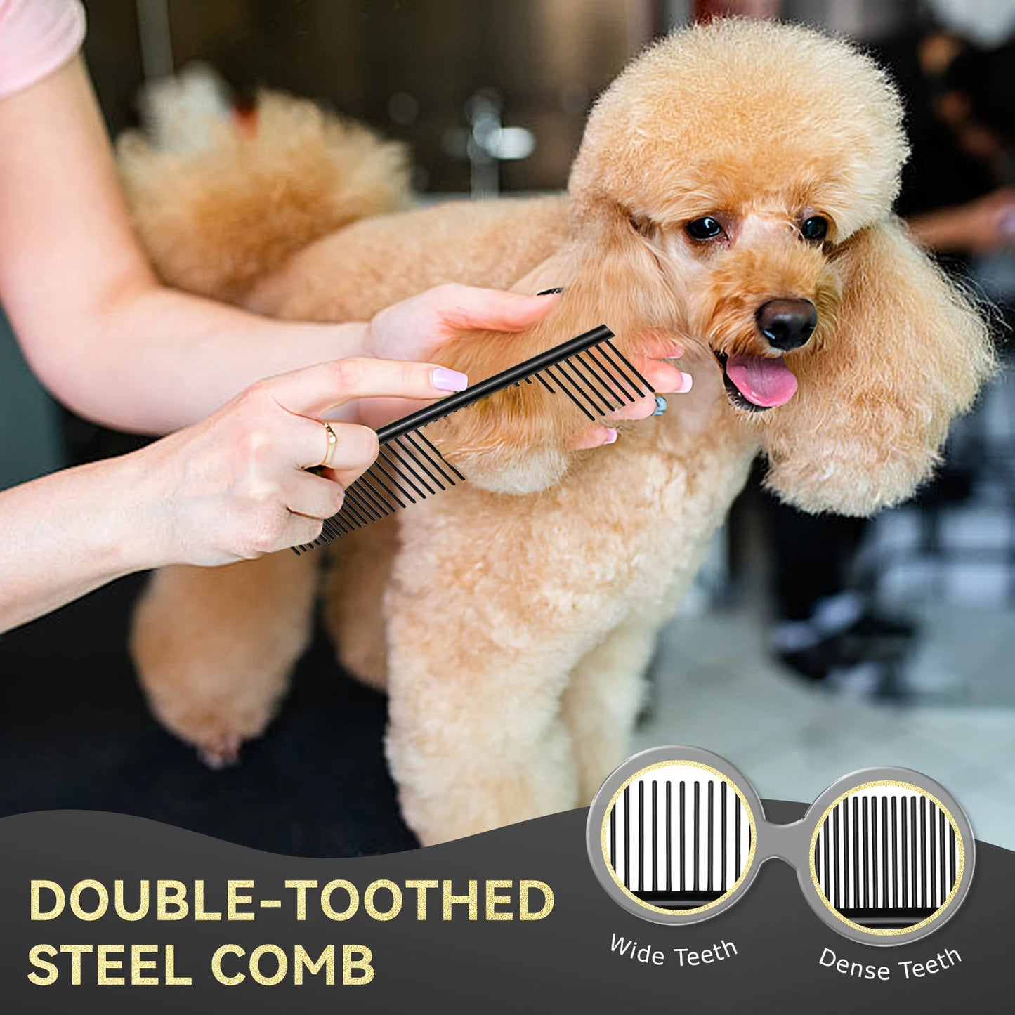 Nobleza Dog Scissors, Professional Dog Grooming Scissors for Pets 6 in 1, Round and Curved Tip Hair Cutting Scissors for Dogs and Cats, Small Scissors, Steel Comb