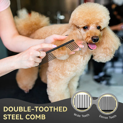 Nobleza Dog Scissors, Professional Dog Grooming Scissors for Pets 6 in 1, Round and Curved Tip Hair Cutting Scissors for Dogs and Cats, Small Scissors, Steel Comb
