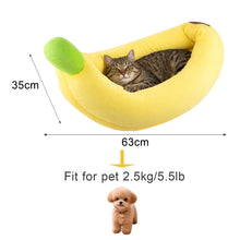 Banana-Shaped Pet Bed – Warm Washable Cat & Dog Nest for Small Pets, Detachable, Sizes S–XL