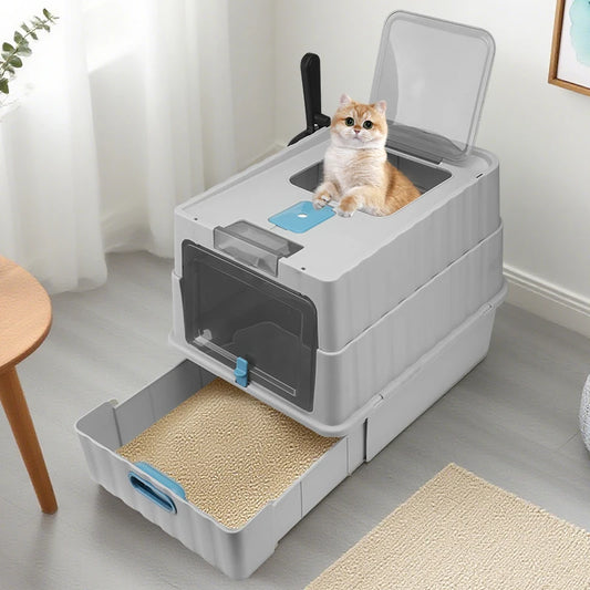 1pc Extra Large Size Full Enclosed Cat Litter Box Anti-Splash Special Cleaning Cat Toilet for Cats