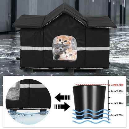 Waterproof Outdoor Large Cat Shelter & Roof Window Elevated Pet House Feral Cat House Can Be Used Indoors Winter Summer Outdoor
