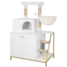 Cat Scratching Post with Cat Litter Cabinet, Cat Cabinet, 4-in-1 Modern Cat House with Large Platform, with Sisal Scratching Mat