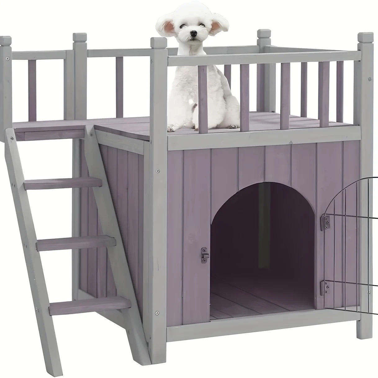 X-ZONE Wooden Dog House Outdoor And Indoor, Feral Pet Houses with Stairs for Dogs Insulated