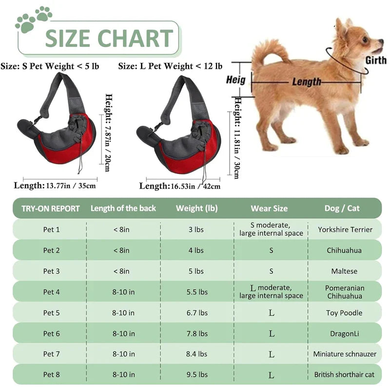 Pet Carrier Sling – Breathable Oxford Shoulder Bag for Small Dogs, Cats & Puppies
