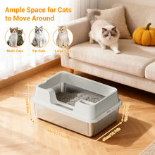 Extra Large Enclosed Stainless Steel Cat Litter Box, Metal Litter Pan for Big Cats, High Wall Sides & Non-Stick Bottom, Anti-Lea