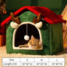 Plush Cat Nest Bed – Christmas Cozy Sleeping Bed for Indoor Cats