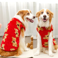 Large Dog Sweater - Plush Bear Pattern Warm Winter Hoodie Coat for Big Pets