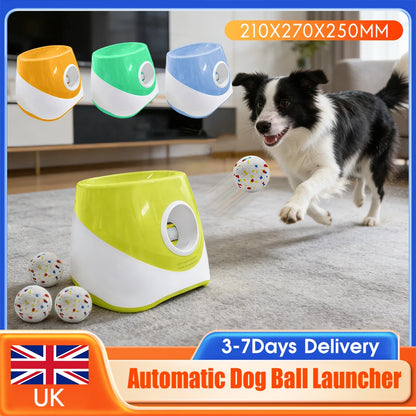 Automatic Dog Ball Thrower Launcher with 3 Tennis Balls 3 Speed Distance Rechargeable Throw Machine for Small Dogs Pet Chase Toy