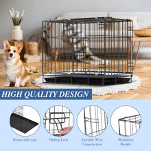 Double Door Dog Crate - Pet Kennel with Plastic Tray & Puppy Divider