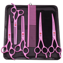 Dog Grooming Scissors Kit 7" 6.5" Stainless Pet Curved Scissors Thinning Scissors Straight Shears