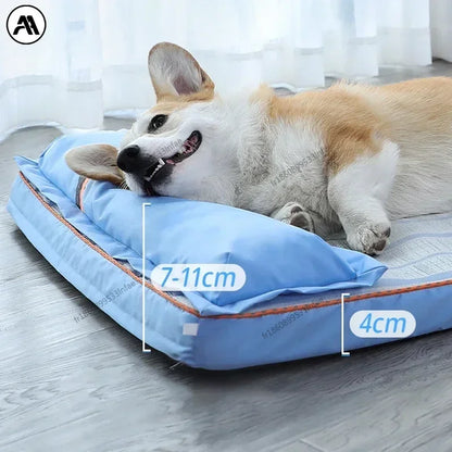 summer cooling dog bed for large medium dog puppy orthopedic memory foam mat with pillow breathable waterproof washable