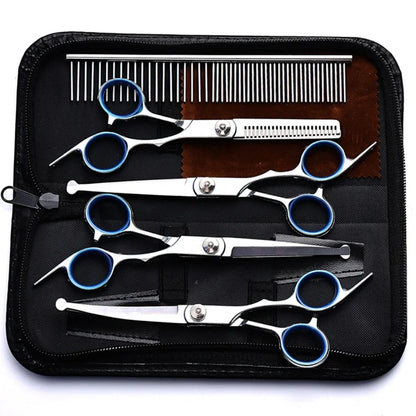 5PCS Pet Grooming Scissors Set – Stainless Steel Dog & Cat Hair Cutting Kit with Safety Round Tips