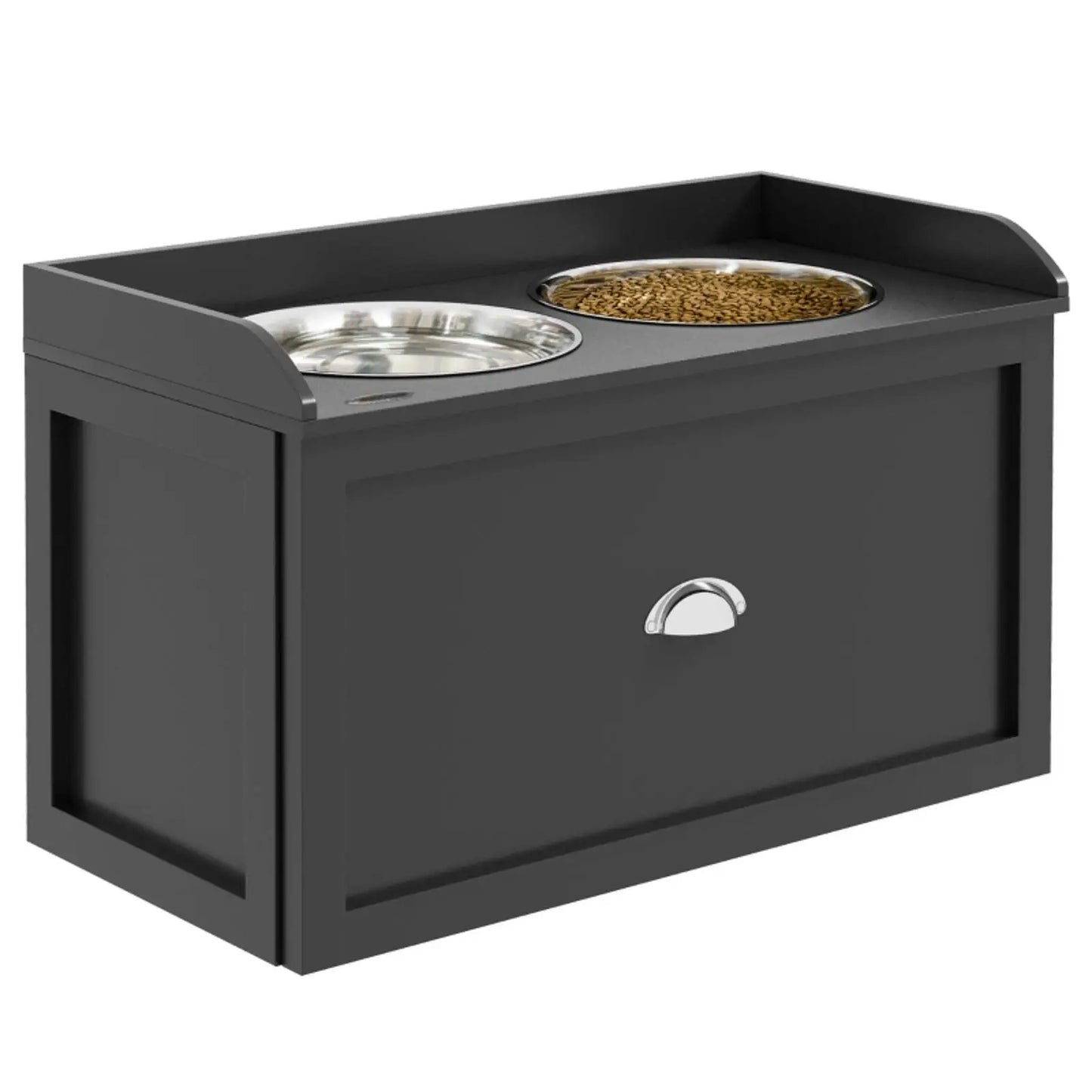 Raised Dog and Cat Feeding Station with 21L Storage Stainless Steel Bowls Pet Beds Furniture Set for Home Food Management
