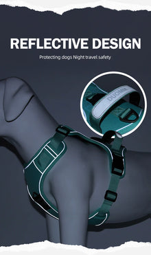 No-Pull Dog Harness with AirTag Holder, Handle & Front Clip — Reflective Padded Vest for Walking & Training