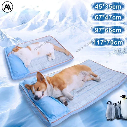summer cooling dog bed for large medium dog puppy orthopedic memory foam mat with pillow breathable waterproof washable
