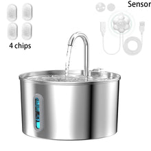 Cat Water Fountain 2.2L Stainless Steel — Artesian Flow, Ultra-Quiet Pump & Filter