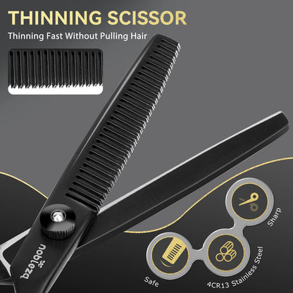 Nobleza Dog Scissors, Professional Dog Grooming Scissors for Pets 6 in 1, Round and Curved Tip Hair Cutting Scissors for Dogs and Cats, Small Scissors, Steel Comb