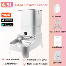 4.5L Elevated Smart Pet Feeder — 15cm Raised Stand, 1080P Camera or Key Control for Cats & Dogs