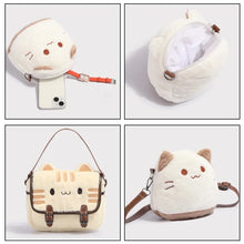 Cute Plush Cat Handbag Cute Stuffed Animal Handmade Backpack Large Capacity Shoulder Bag