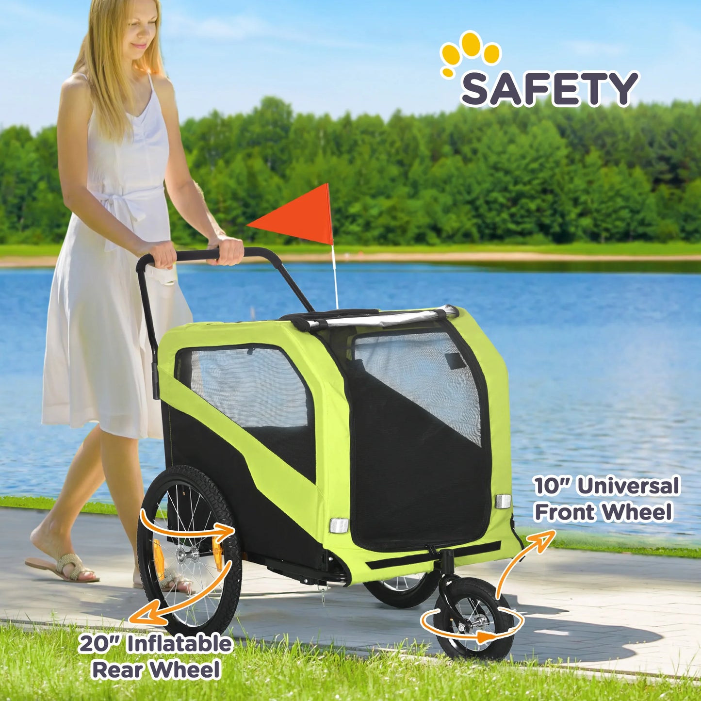 PawHut 2 in 1 Dog Bike Trailer Pet Stroller for Large Dogs W/ Hitch