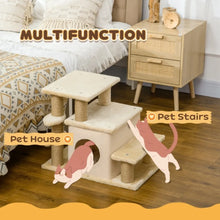 Cat Steps – Adjustable Cat Stairs with Cat House & Hanging Toy Ball for Indoor Cats