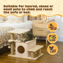 Cat Steps – Adjustable Cat Stairs with Cat House & Hanging Toy Ball for Indoor Cats