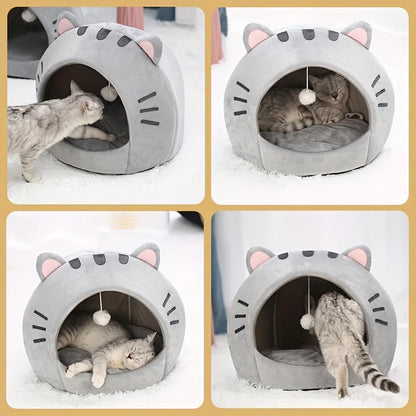 Cartoon Cat Bed Sleeping Dog Basket Tent Puppy Cave Sofa Pet Bed Small and Medium Cats House Cozy Kitten Cave Cushion