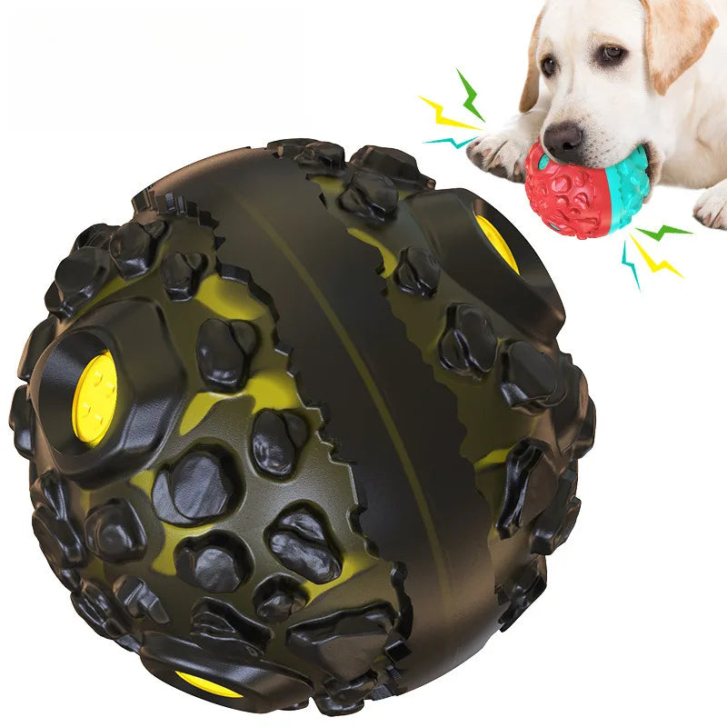 Natural Dog Chew Toy Teeth Cleaning Pet Rubber Ball Rolling Interactive Squeaky Chewer For Small Medium Larger Dog Activity Game