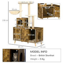 Cat Litter Box Enclosure, with Tree Tower, Cat House, Hammock, Cat litter houses are sturdy and stable, with diverse functions