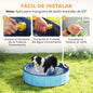 Pawhut Foldable Pool for Medium and Small Dogs with Resistant Non-Slip Pvc Sprinkler Ø100X30 cm Light Blue