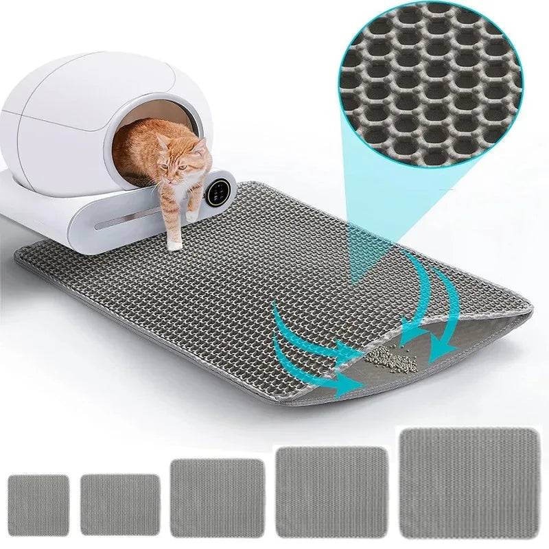 Cat Litter Mat - Heavy Duty Waterproof 2-Layer Non-Slip Washable Floor Protector