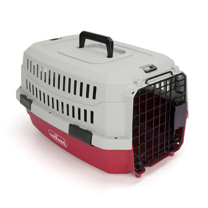 Nobleza Large Cat Dog Carrier, Portable and Breathable Dog Carrier for Cats, Pet Dogs Cats Accessories, Plastic Carrier, 68X48X42 Cm, Red & Gray