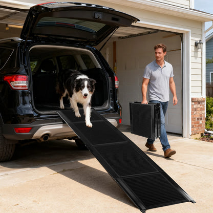 Nobleza Dog Ramp for Car 170X44 cm – Foldable in 4, Aluminum, Non-Slip Surface, Supports up to 80 kg – Ideal for Small, Medium and Large Dogs
