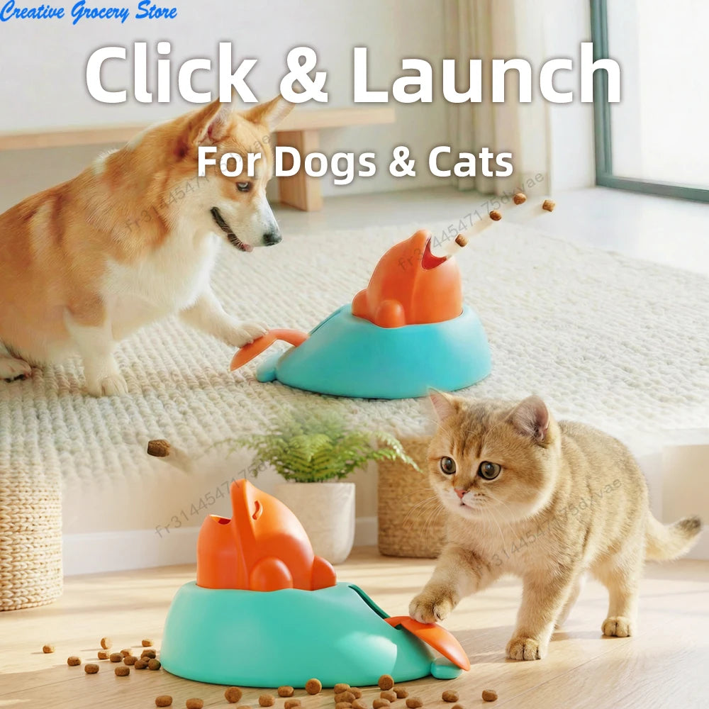Dog Toy Treat Dispenser Interactive Puppy Launcher Cute Whale Shape Slow Feeder IQ Puzzle Training Toys for Small Large Dogs Cat