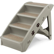 4-Step Plastic Pet Stairs - Soft Surface Dog & Cat Ladder - Lightweight Bed Sofa Car Access