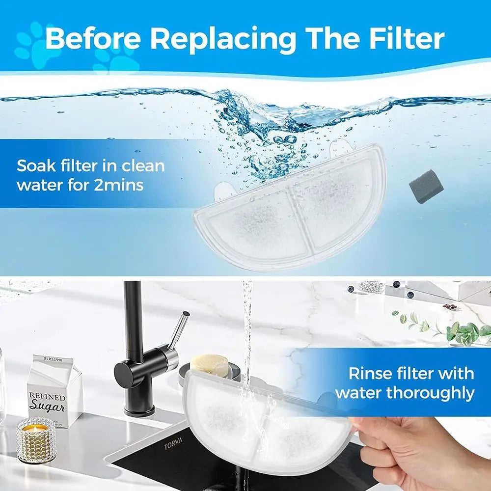 Pet Fountain Filters Replacement for Wireless Pumps Cat Water Fountain Dog Water Dispenser Homerunpet WF20/CF20