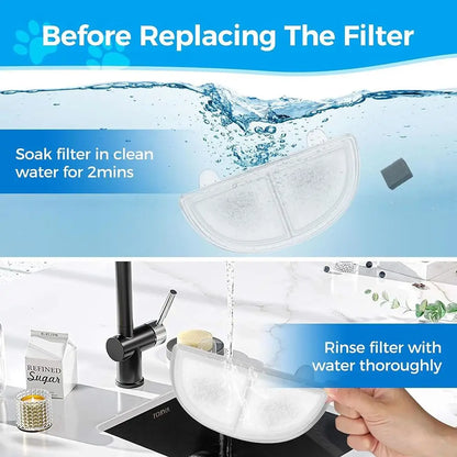 Pet Fountain Filters Replacement for Wireless Pumps Cat Water Fountain Dog Water Dispenser Homerunpet WF20/CF20