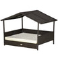 PINGGO Wicker Dog House, Rattan Pet Bed, with Removable Cushion, Canopy, for Small and Medium Dogs - Cream